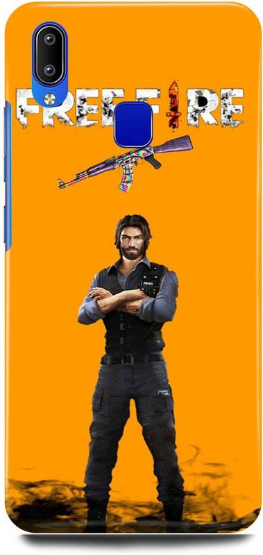 FUGGA Back Cover for vivo V9 Youth , 1727, FREE, FIRE, GAME, BATTLEGROUND. GAME  (Yellow, Hard Case, Pack of: 1)