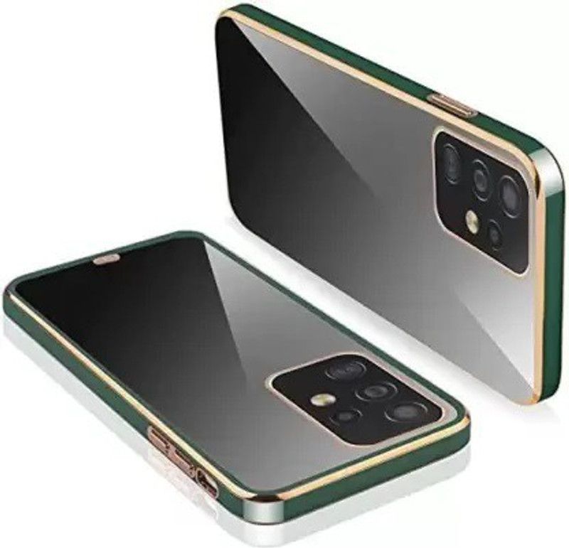 Yebhi Online Back Cover for Oppo F19 Pro Plus |Electroplated Silicon Golden Plating Crystal Clear Case|  (Green, Grip Case, Pack of: 1)