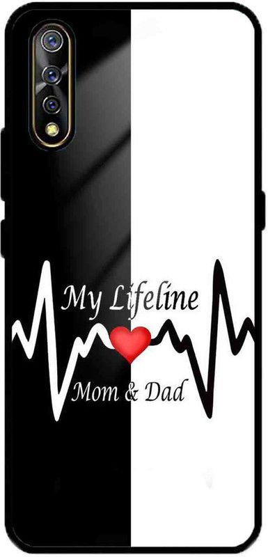 NDCOM Back Cover for VIVO Z1x My Lifeline My Mom & Dad Printed Glass Case  (Multicolor, Grip Case, Pack of: 1)