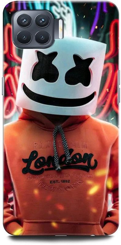ORBIQE Back Cover for OPPO F17 MARSHMELLO, DJ, EDM, MUSIC, SMILEY, FUNNY  (Multicolor, Hard Case, Pack of: 1)