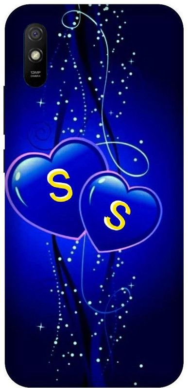 PHONE WALEY.COM Back Cover for Redmi 9i ,MZB080UIN , SS, S LOVES, SS NAME, SS Love Printed  (Blue, Hard Case, Pack of: 1)