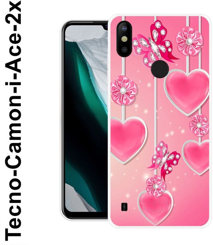 INDIALAND Back Cover for Tecno Camon I Ace 2x  (Pink, Silver, Silicon)