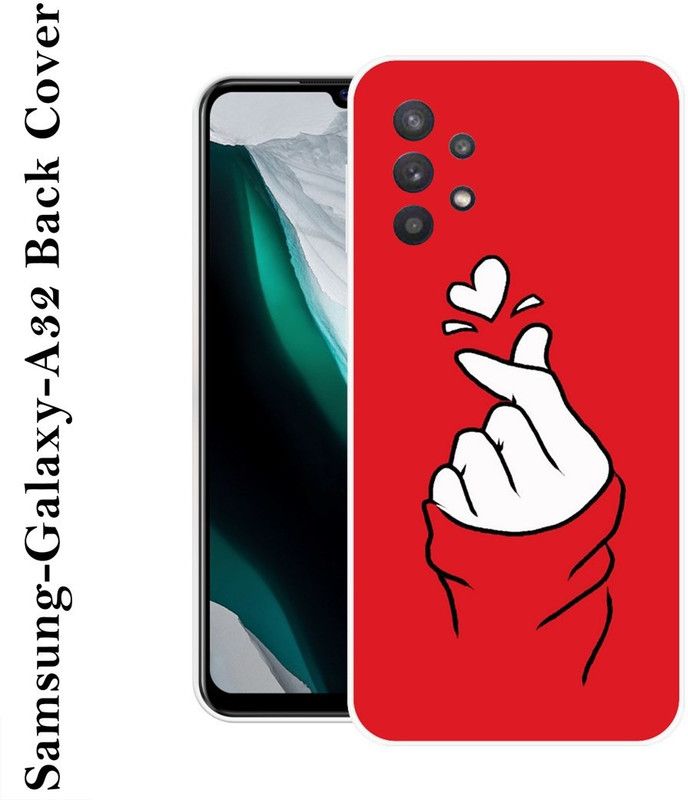 SHIVKUDI Back Cover for Samsung Galaxy A32  (Red, White, Grip Case, Silicon)