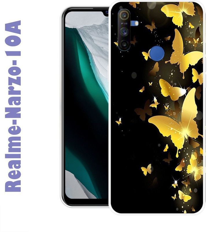 CellWorld Back Cover for Realme Nazro 10A  (Black, Gold, Silicon)