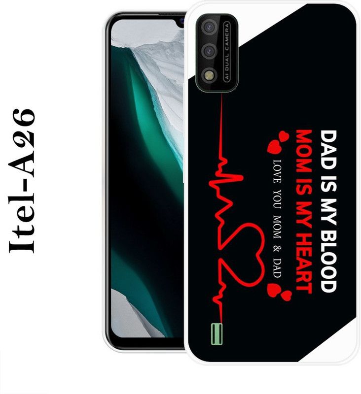 REALKING Back Cover for Itel A26  (Black, Red, Silicon)