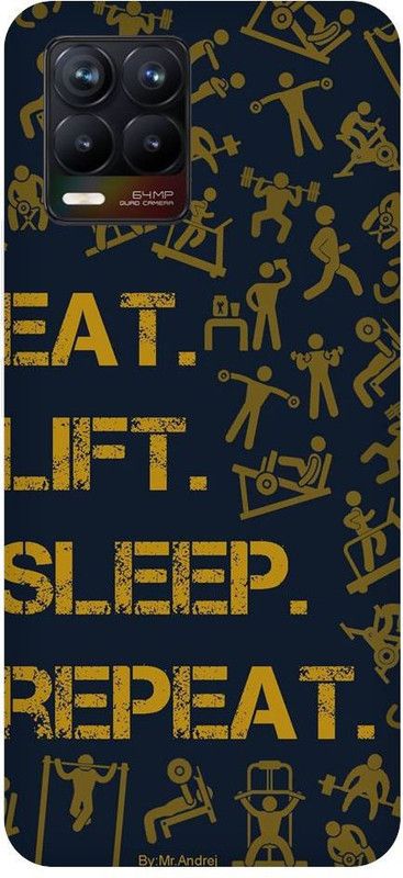 URCHIN Back Cover for Realme 8 pro Eat Sleep Gym Repeat, Gym, Gym love, bodybuilding, motivational  (Multicolor, Shock Proof, Pack of: 1)