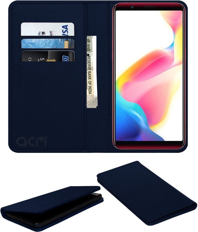 ACM Flip Cover for Oppo R11s Plus New  (Blue, Cases with Holder, Pack of: 1)