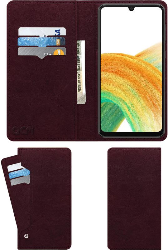 ACM Flip Cover for Samsung Galaxy A33  (Maroon, Cases with Holder, Pack of: 1)