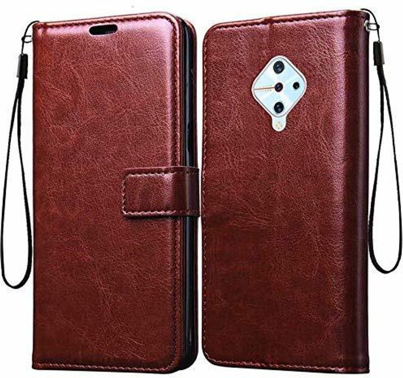 ClickAway Flip Cover for Vivo S1 Pro PU Leather Flip Cover Wallet Case with Inside TPU Case Cover- (Classic Brown)  (Brown, Pack of: 1)