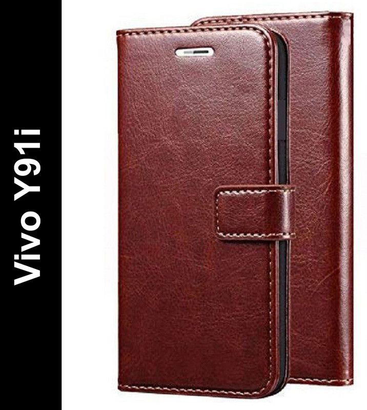 FARMAISH Flip Cover for Vivo Y91i, Vivo Y90, Vivo Y1s  (Brown, Shock Proof, Pack of: 1)