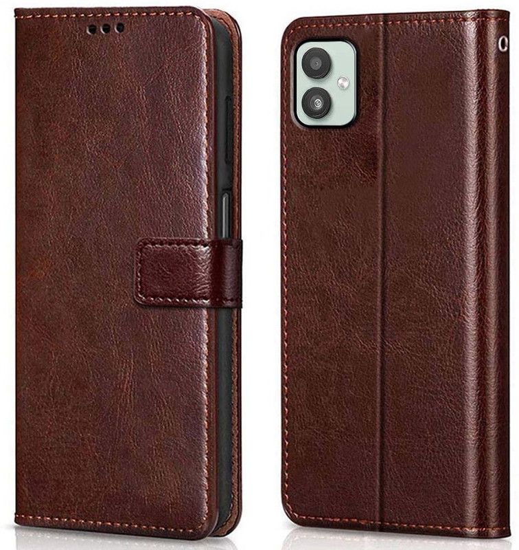 WOW Imagine Flip Cover for Samsung Galaxy M13 5G (Flexible | Leather Finish | Card Pockets Wallet & Stand  (Brown, Magnetic Case, Pack of: 1)