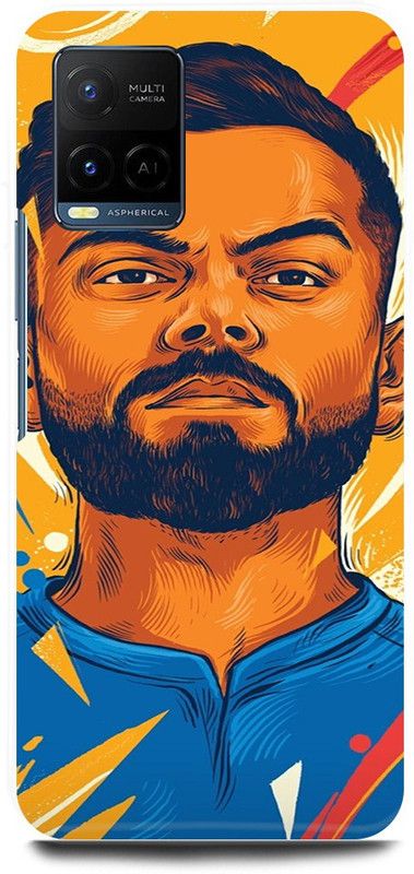 play fast Back Cover for Vivo Y33s, V2109 VIRAT, KOHLI, SKETCH, ART  (Yellow, Hard Case, Pack of: 1)