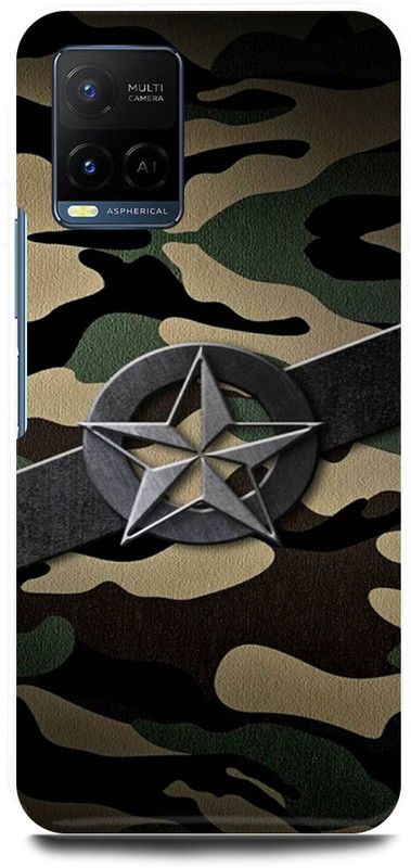 play fast Back Cover for Vivo Y33s, V2109 INDIAN, ARMY, TEXTURE, MILITRY, LOGO  (Grey, Hard Case, Pack of: 1)
