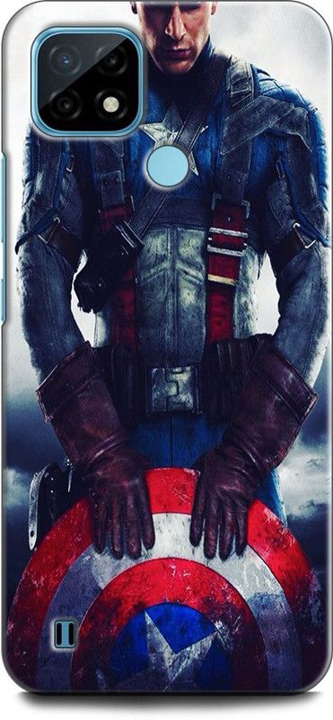 INDICRAFT Back Cover for Realme C21Y, RMX3261 CAPTAIN AMERICA, AVENGER, SHIELD, MARVEL, SUPERHERO  (Multicolor, Dual Protection, Pack of: 1)