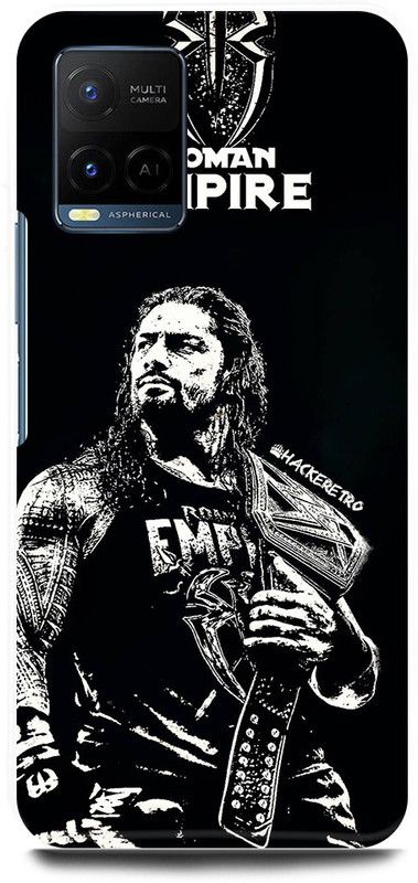 play fast Back Cover for Vivo Y21E ROMAN, REIGNS, WRESTLER, WWE, SHIELD  (Black, Hard Case, Pack of: 1)