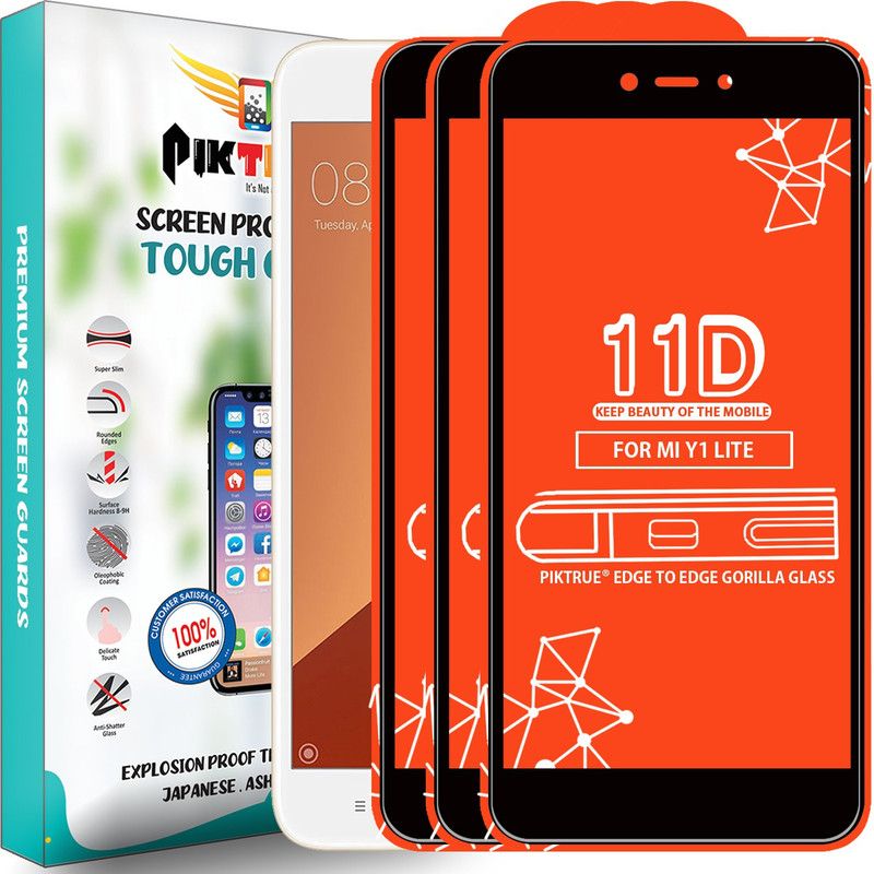 PikTrue Edge To Edge Tempered Glass for Mi Redmi Y1 Lite  (Pack of 3)