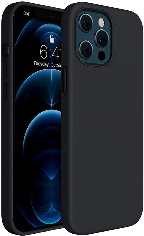 Zoy Back Cover for Aple iPhone 12 Pro, Liquid Silicone With inner microfibre, PINE GREEN  (Black, Shock Proof, Silicon, Pack of: 1)