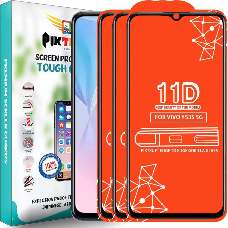 PikTrue Edge To Edge Tempered Glass for Vivo Y53S 5G  (Pack of 3)