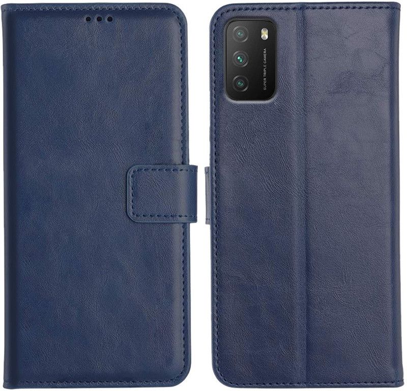 Genron Flip Cover for Poco M3  (Blue, Dual Protection)
