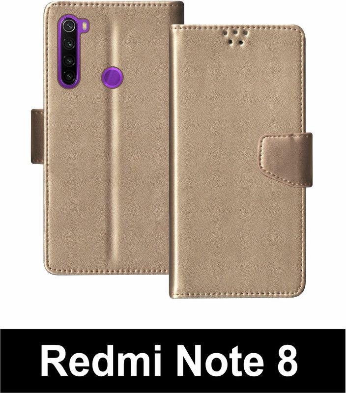 korumacase Flip Cover for Redmi Note 8  (Gold, Shock Proof, Pack of: 1)