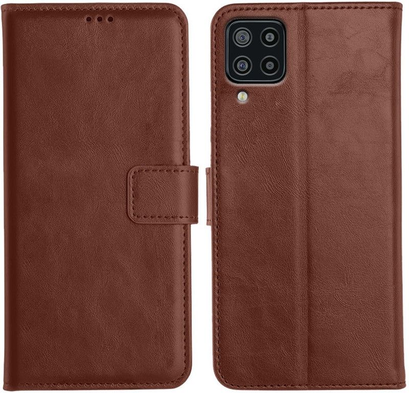 Genron Flip Cover for Samsung Galaxy F22 4G  (Brown, Dual Protection)