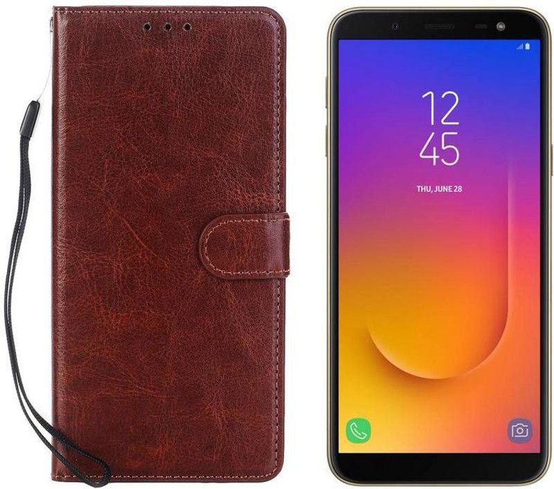 Dgeot Flip Cover for Samsung Galaxy J6 (Gold, 64 GB) (4 GB RAM)  (Brown, Dual Protection, Pack of: 1)