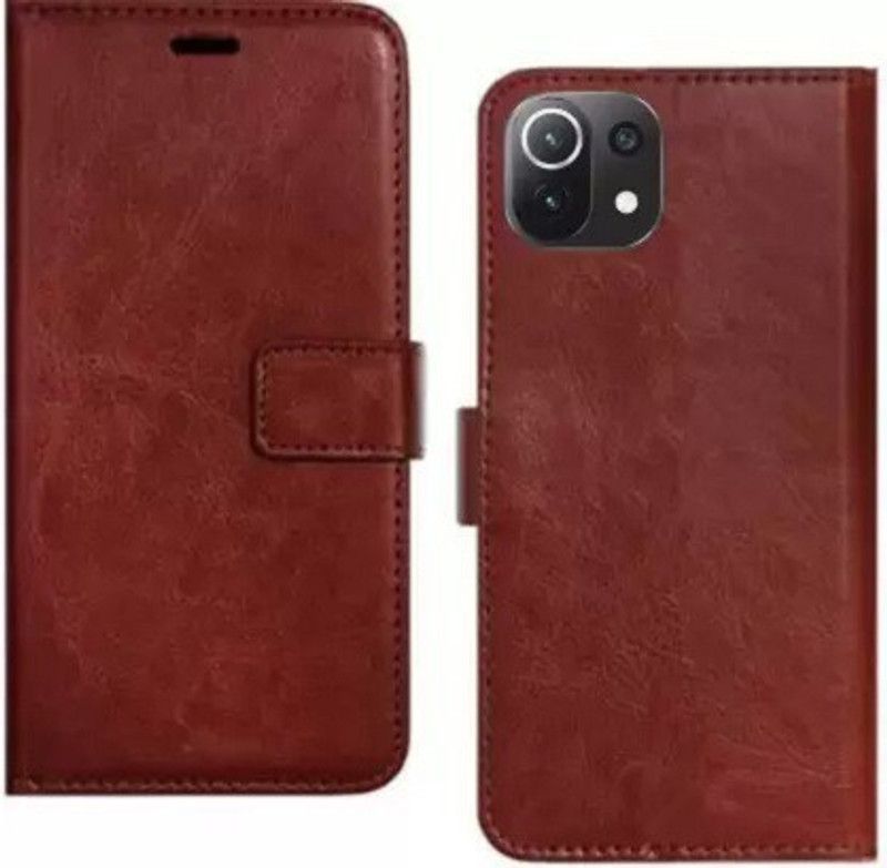 kentop Flip Cover for Xiaomi Mi 11 Lite 5G  (Brown, Shock Proof, Pack of: 1)