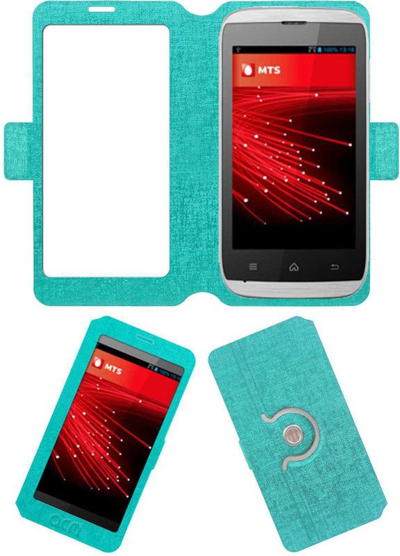 ACM Flip Cover for Mts Blaze 4.0  (Blue, Cases with Holder, Pack of: 1)