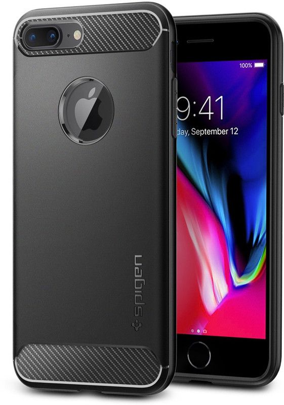 Spigen Rugged Armor Back Cover for Apple iPhone 8 Plus, Apple iPhone 7 Plus  (Black, Rugged Armor, Pack of: 1)