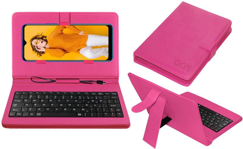 ACM Keyboard Case for Tecno Spark 4  (Pink, Cases with Holder, Pack of: 1)