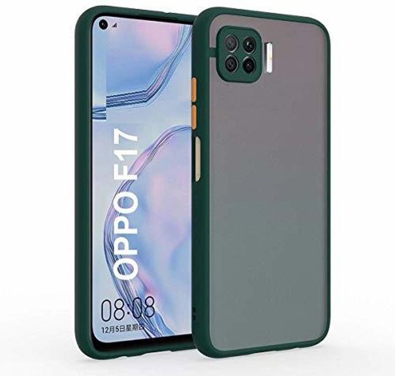 Wideals Back Cover for Oppo F17 Matte Hard Translucent Back & Soft Edge Smoke With Camera Cap  (Green, Camera Bump Protector, Pack of: 1)