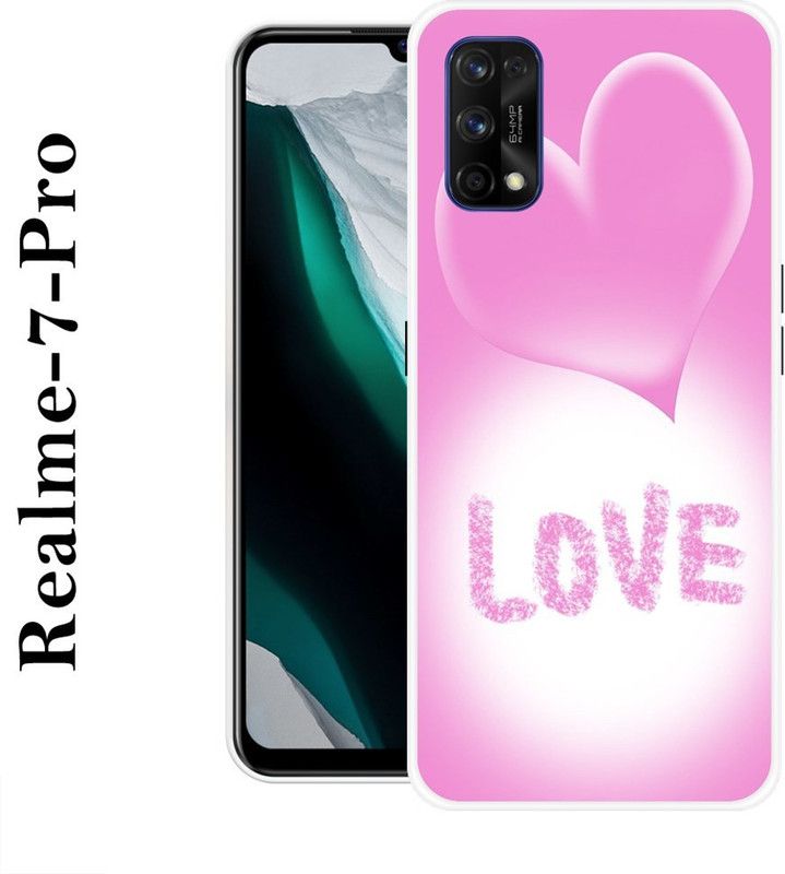 SHIVKUDI Back Cover for Realme 7 Pro  (Pink, White, Silicon)