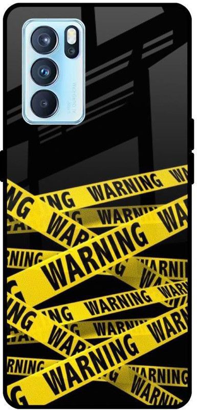 QRIOH Glass Back Cover for Oppo Reno6 5G  (Black, Yellow, Grip Case, Silicon, Pack of: 1)