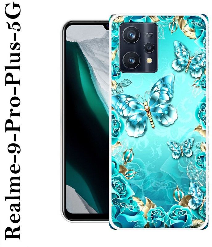SHIVKUDI Back Cover for Realme 9 Pro Plus 5G  (Blue, Gold, Grip Case, Silicon)