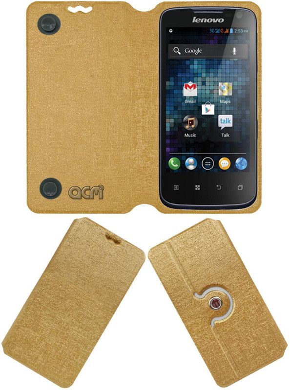 ACM Flip Cover for Lenovo S560  (Gold, Cases with Holder, Pack of: 1)