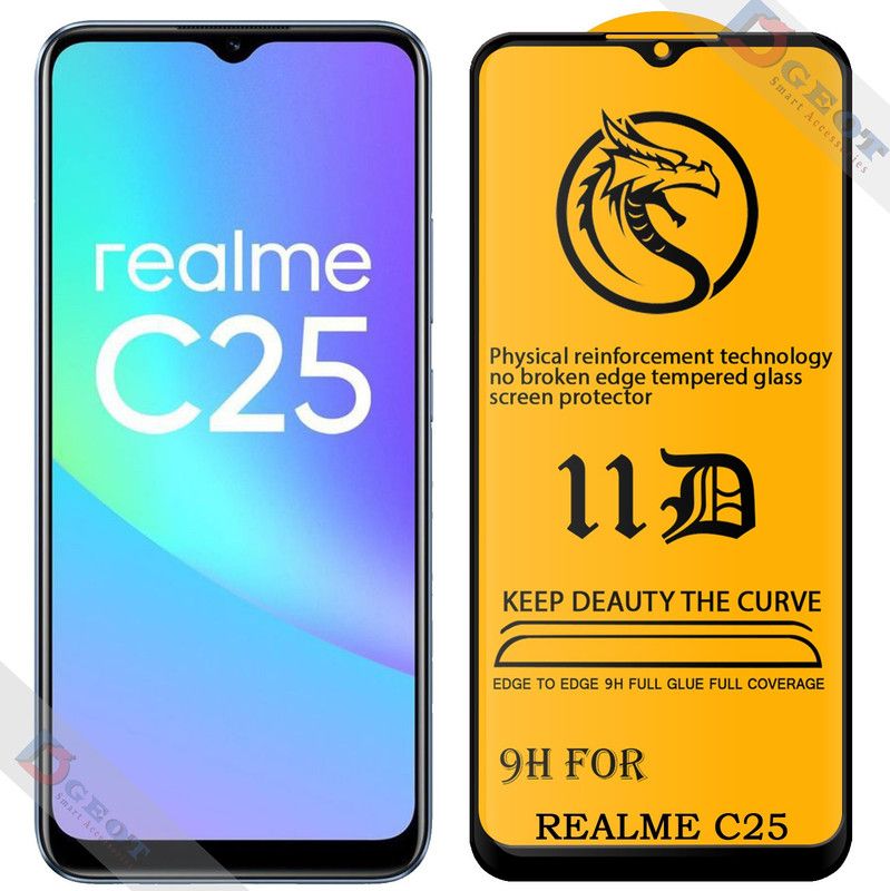 Asgeot Edge To Edge Tempered Glass for Realme C25 |With Easy Installation Kit|Impact Absorb|Full Adhesive Glass|  (Pack of 1)