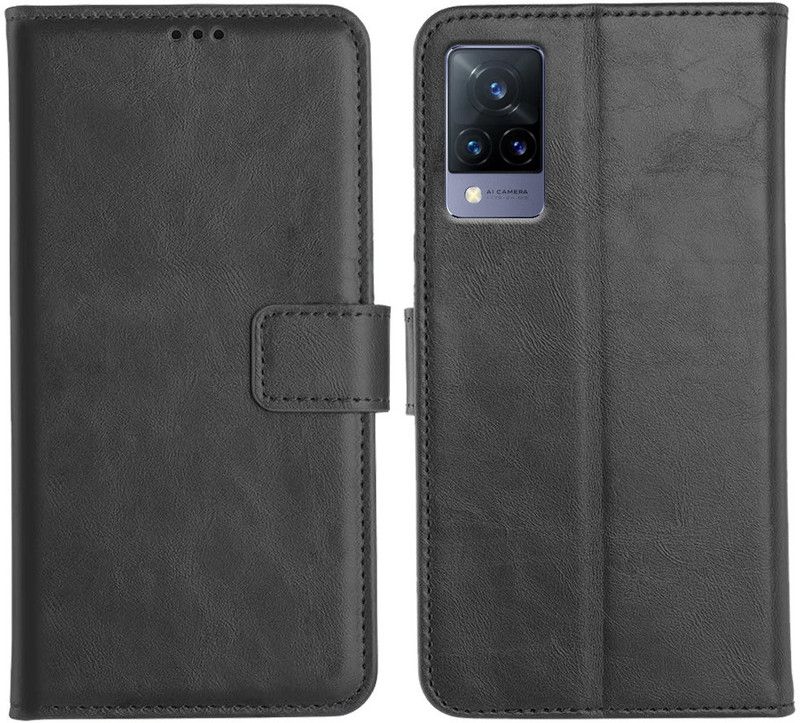 Genron Flip Cover for Vivo V21  (Black, Dual Protection)