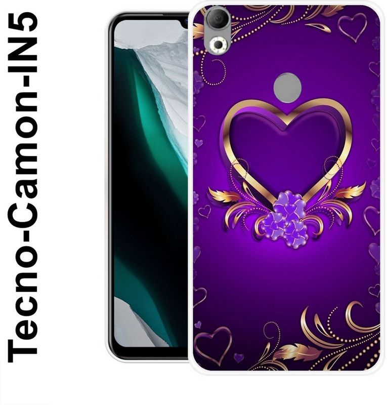 redfly Back Cover for Tecno Camon IN5  (Purple, Gold, Grip Case, Silicon)