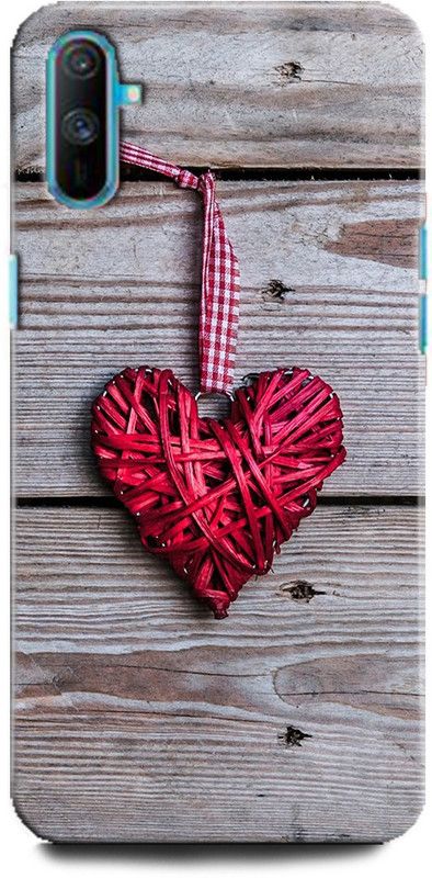INDICRAFT Back Cover for Realme C3, RMX2027 HEART, LOVE, RED HEART, ABSTRACT ART, WOODEN  (Multicolor, Hard Case, Pack of: 1)
