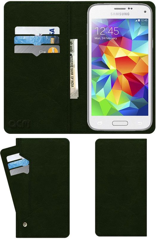 ACM Flip Cover for Samsung Galaxy S5 Mini  (Green, Cases with Holder, Pack of: 1)