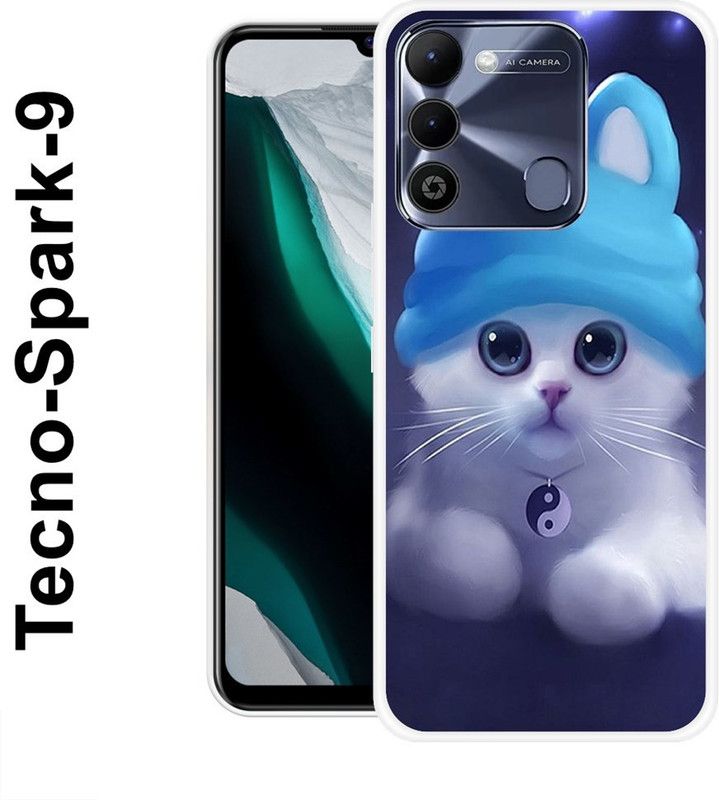KUDI Back Cover for Tecno Spark 9  (Blue, White, Silicon)
