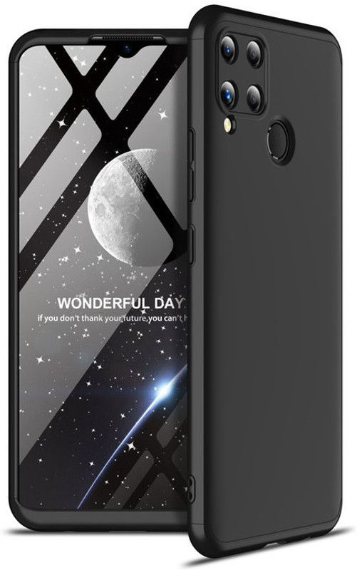 MOBIRUSH Back Cover for Realme C15  (Black, Shock Proof, Pack of: 1)