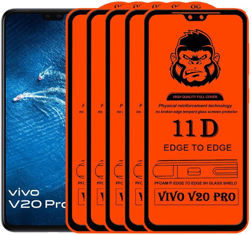VILLA Edge To Edge Tempered Glass for VIVO V20 PRO  (Pack of 5)