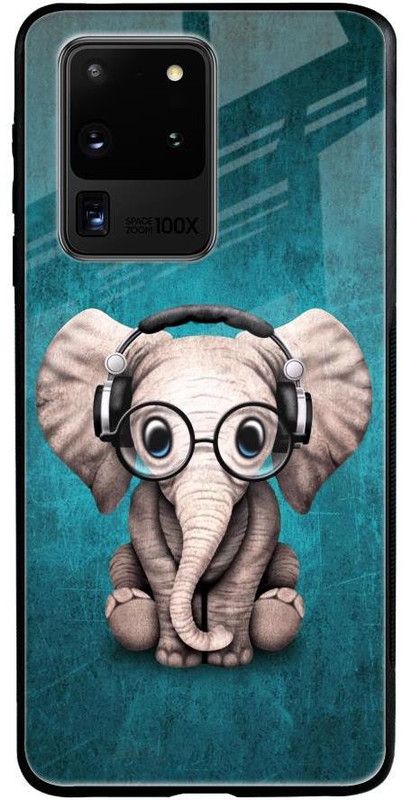 QRIOH Glass Back Cover for Samsung Galaxy S20 Ultra  (Green, Grey, Grip Case, Silicon, Pack of: 1)