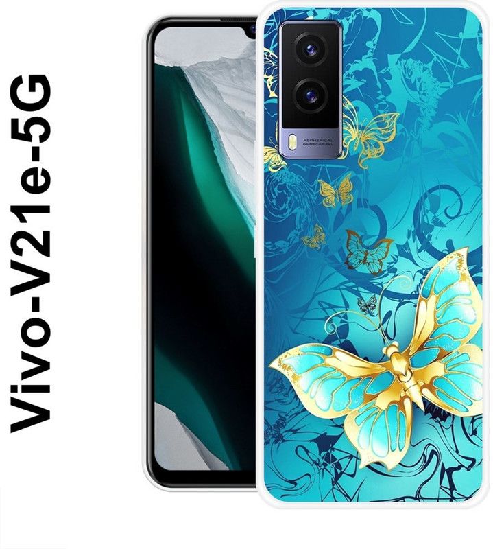 redfly Back Cover for Vivo V21e 5G  (Blue, Gold, Grip Case, Silicon)