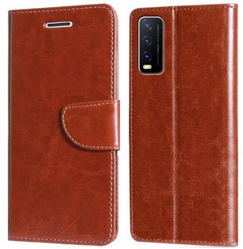 Nuvak Flip Cover for Vivo Y20, Vivo Y20i, Vivo Y20A, Vivo Y20G, Vivo Y20T, Vivo Y12s, Vivo Y12G  (Brown, Magnetic Case, Pack of: 1)