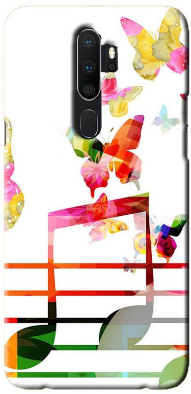 NDCOM Back Cover for OPPO A9 2020 Music Butterfly Printed  (Multicolor, Hard Case, Pack of: 1)
