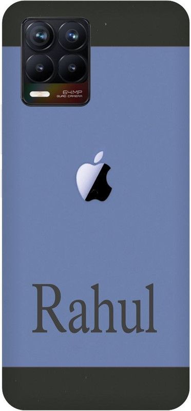 COVERJET Back Cover for Realme 8-APPLE- LOGO- RAHUL- NAME- PATTERN  (Blue, Hard Case, Pack of: 1)
