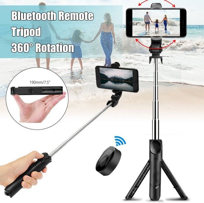 Dekoq Selfie Stick Phone Tripod - Portable 3 Feet Stainless Steel Cell Phone Stand with Wireless Remote Shutter Bluetooth Selfie Stick  (Black, Remote Included)