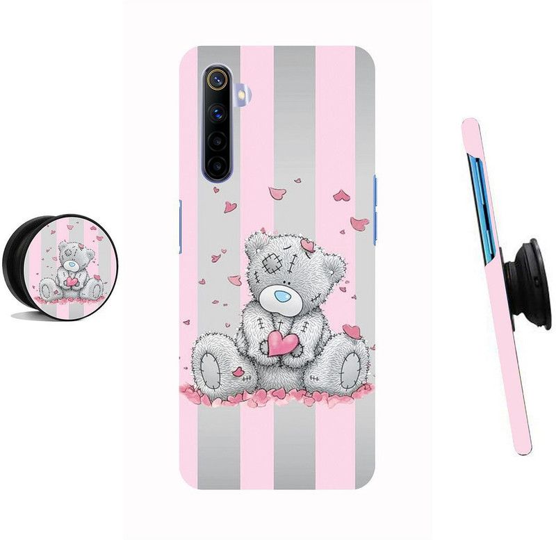 KIZIN Back Cover for Realme 6, Realme 6i  (Pink, Grey, Cases with Holder)